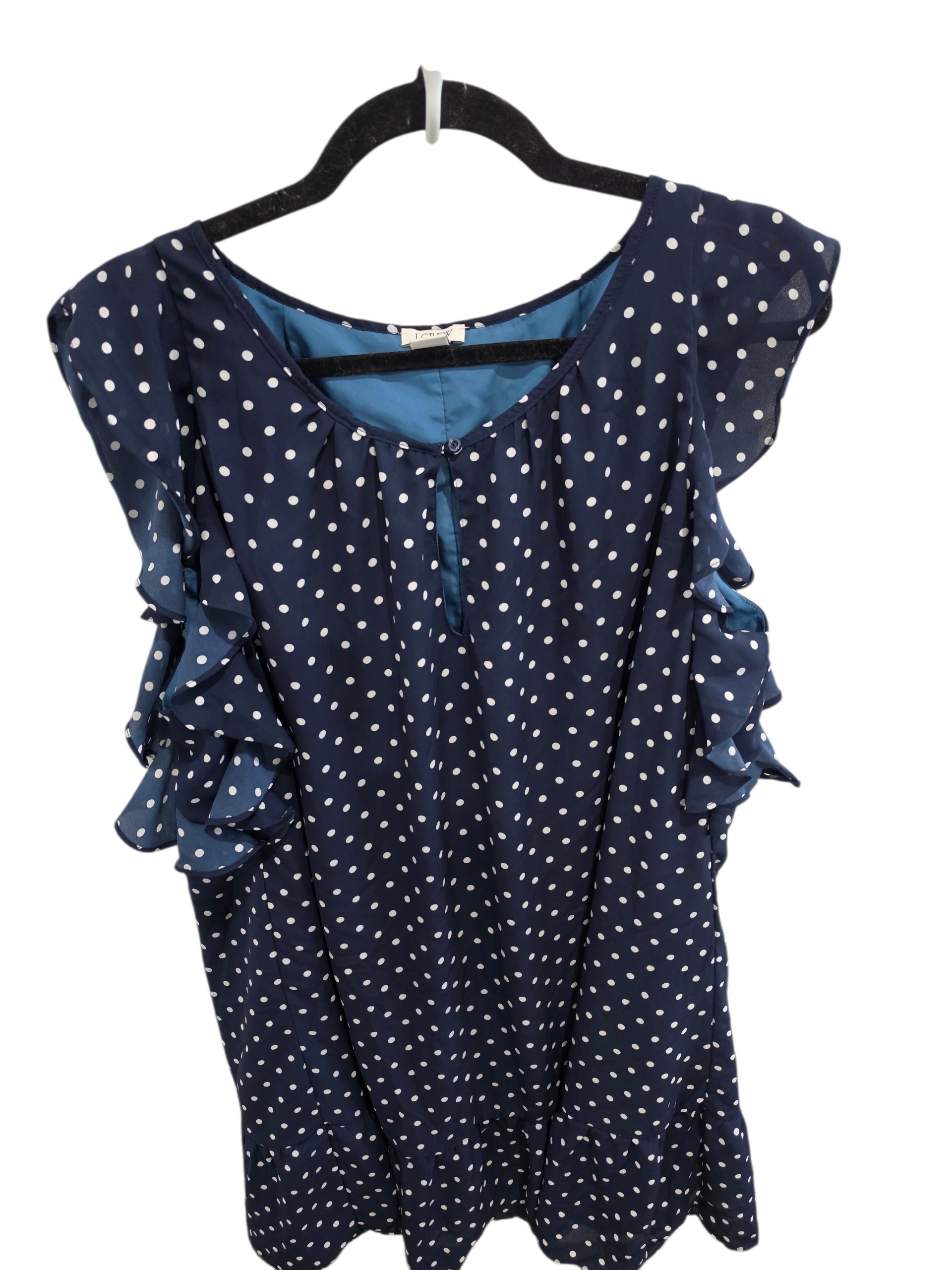 J. Crew Navy And White Polka Dot Ruffle Sleeve Midi Dress Size Xl. Cottagecore